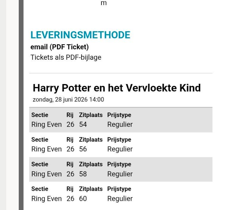 Harry Potter et l'enfant maudit, Tickets & Billets