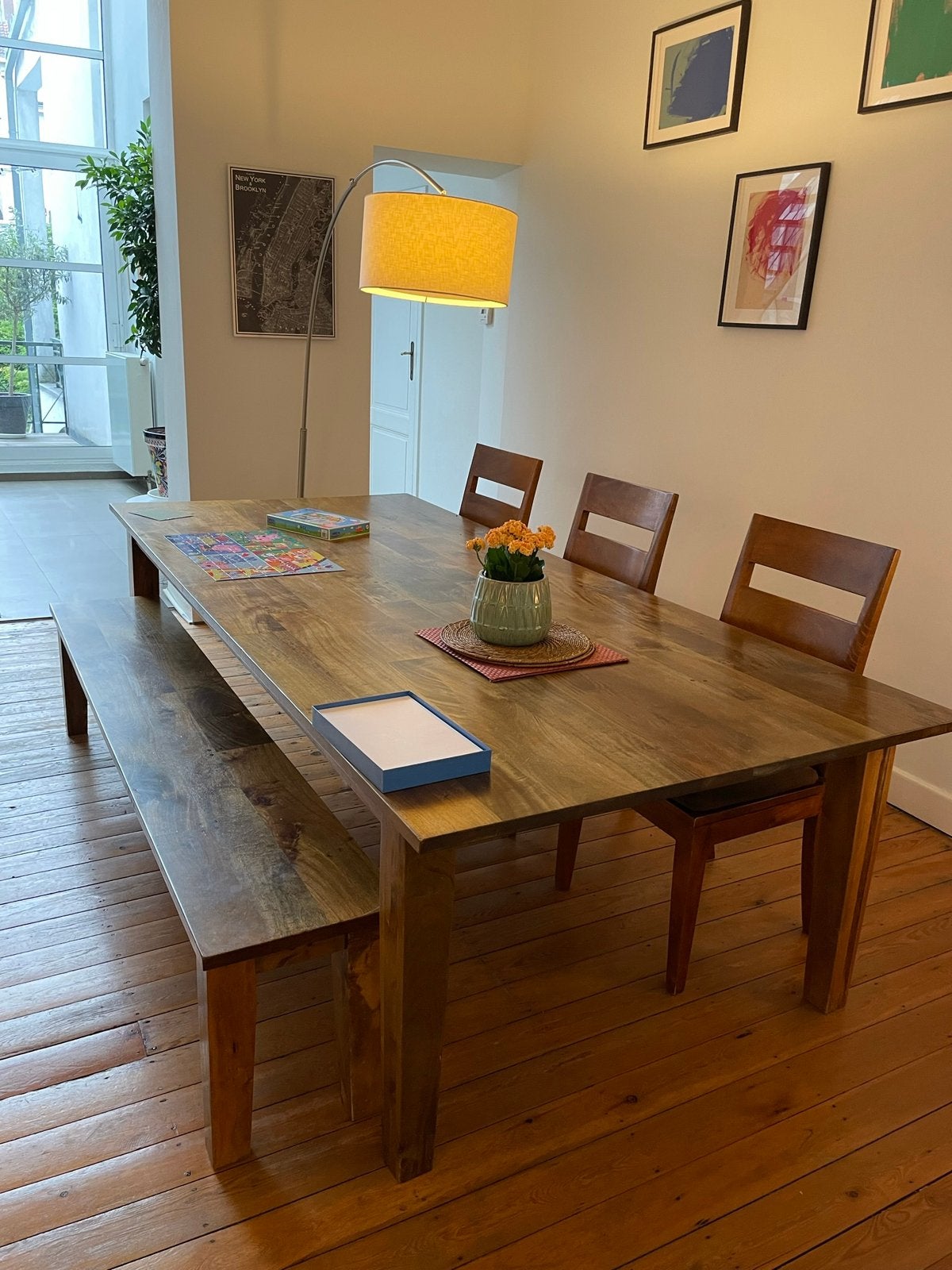 Ensemble table, chaises et canapé en bois de manguier, Enlèvement, Comme neuf, Modern/tropisch, 6 à 8 chaises