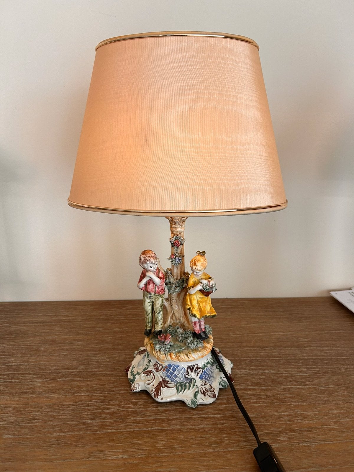 Italiaanse Bassano porseleinen lamp" en "Capodimonte stijl", Beige, Enlèvement ou Envoi, Comme neuf, Céramique