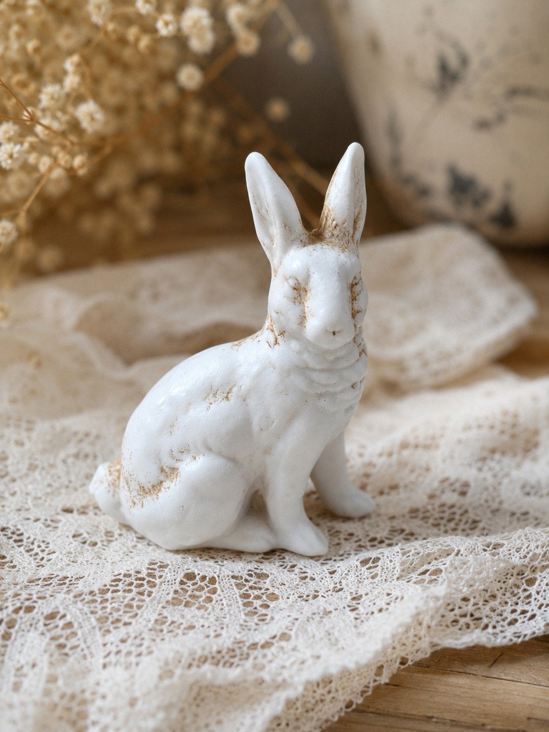Petit lapin ancien en biscuit porcelaine – Miniature 5 cm, Antiquités & Art, Enlèvement ou Envoi