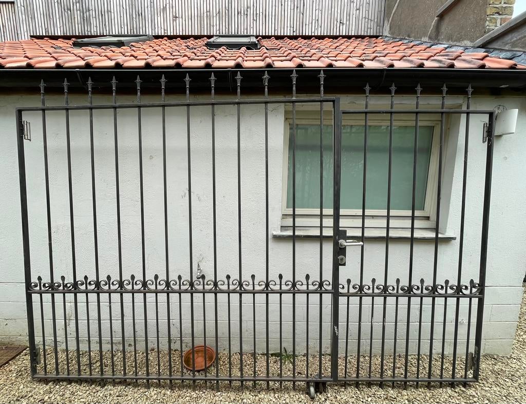 Tweedelige ijzeren poort, Jardin & Terrasse, Clôtures de jardin, Clôture barrée, Enlèvement, Avec portail, Utilisé