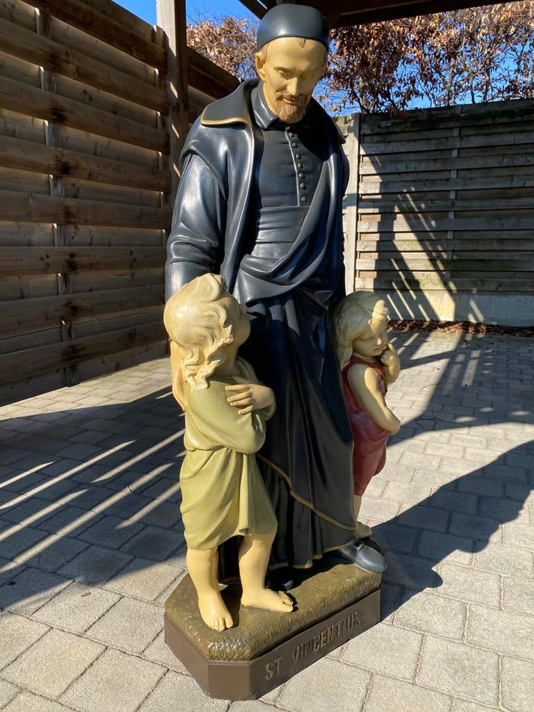 Grande statue en plâtre de Saint Vincent à Paulo 120 cm, Enlèvement