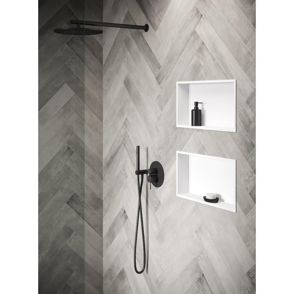 Inbouwnis douche / RVS wit gelakt, Doe-het-zelf en Bouw, Ophalen, Nieuw, Douche