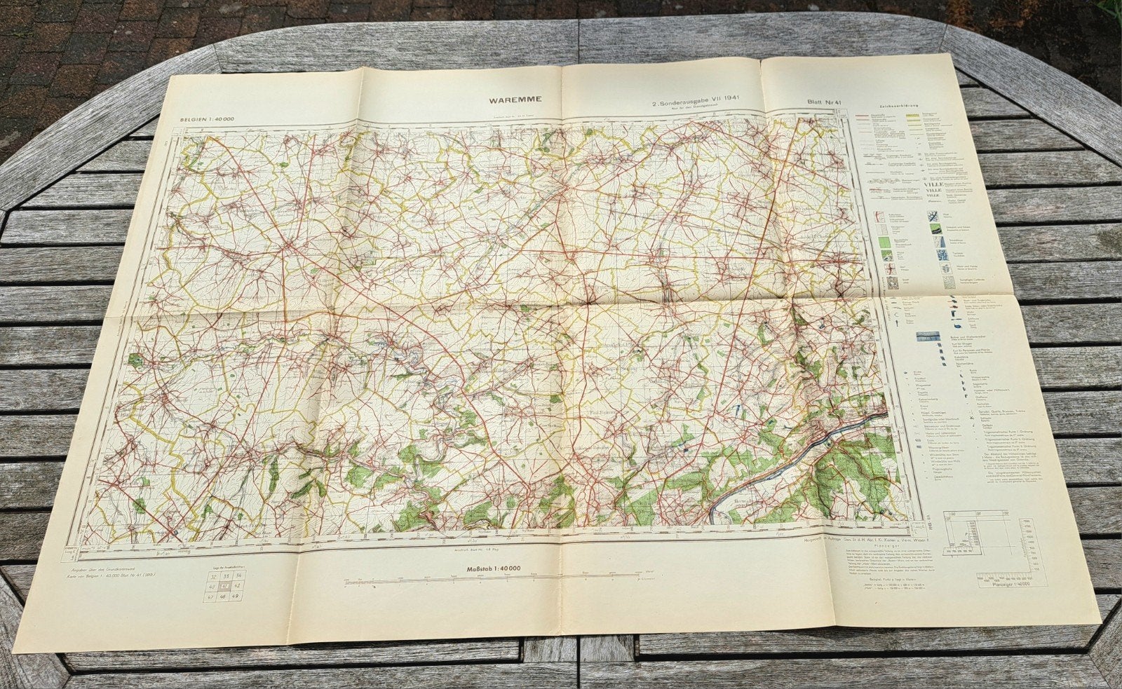 Carte Etat-Major allemande 1941 WAREMME HANNUT, Collections, Enlèvement ou Envoi