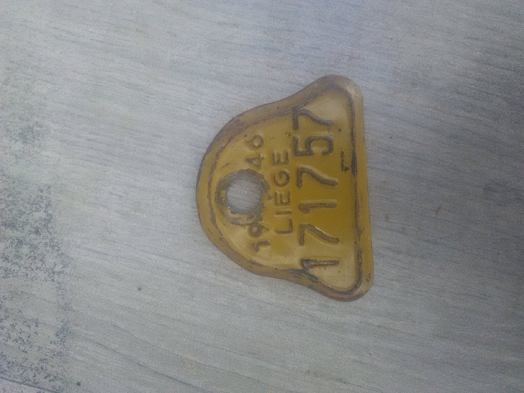 Ancienne plaque de vélo 1946, Ophalen of Verzenden, Gebruikt
