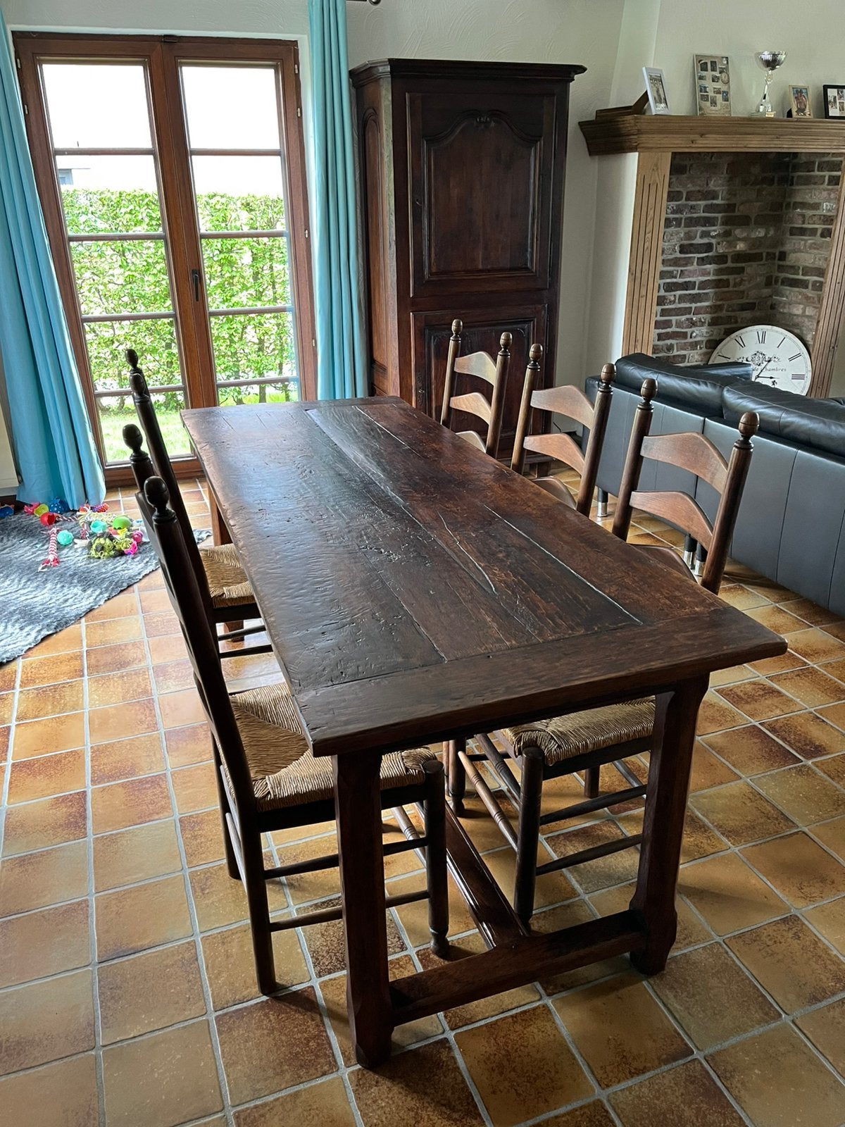 Table de salle à manger en bois massif, Maison & Meubles, Tables | Tables à manger, Enlèvement, Utilisé, Rectangulaire