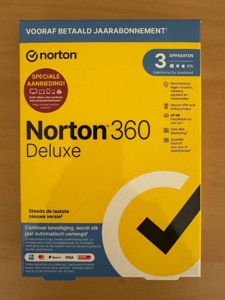 Norton 360 Deluxe, 3 apparaten, 1 jaar, Informatique & Logiciels, Logiciel Antivirus & Protection, Enlèvement ou Envoi, Neuf, Norton