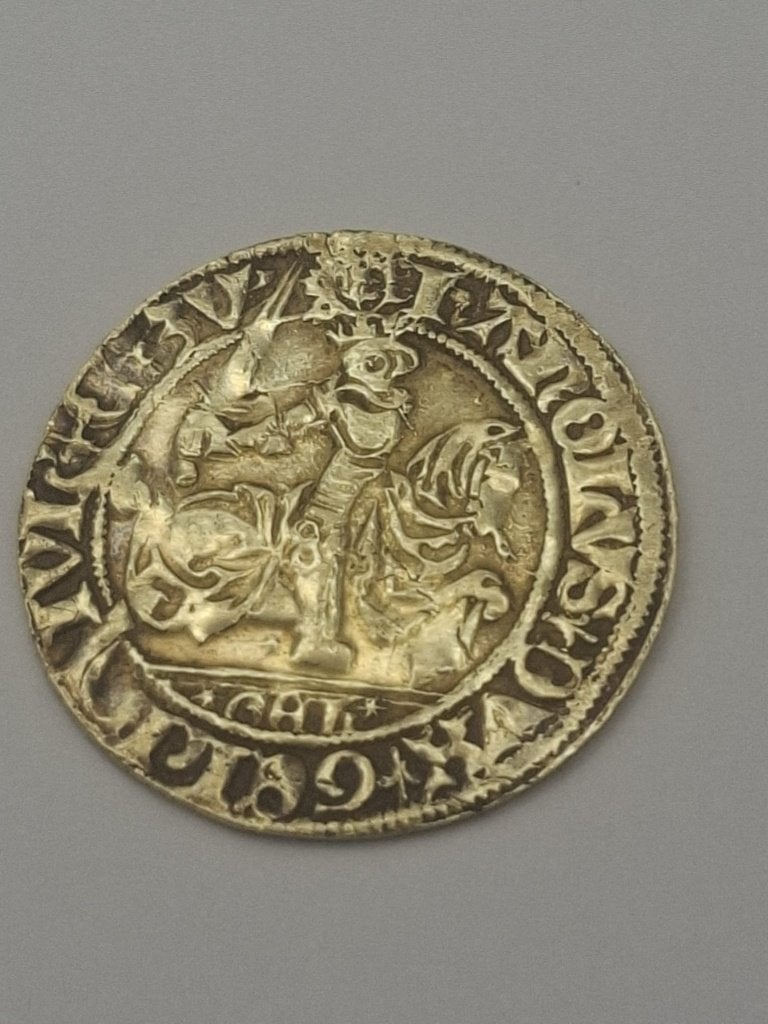Unieke Gouden Rijdergoudgulden (1509-1538) Karel van Egmond, Ophalen of Verzenden, Overige landen, Losse munt, Goud