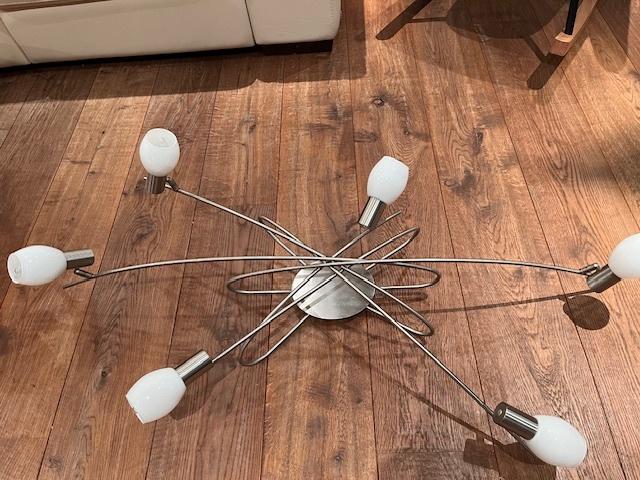 Moderne Plafondlamp (6 LED lampen, dimbaar), Ophalen, Zo goed als nieuw, Glas