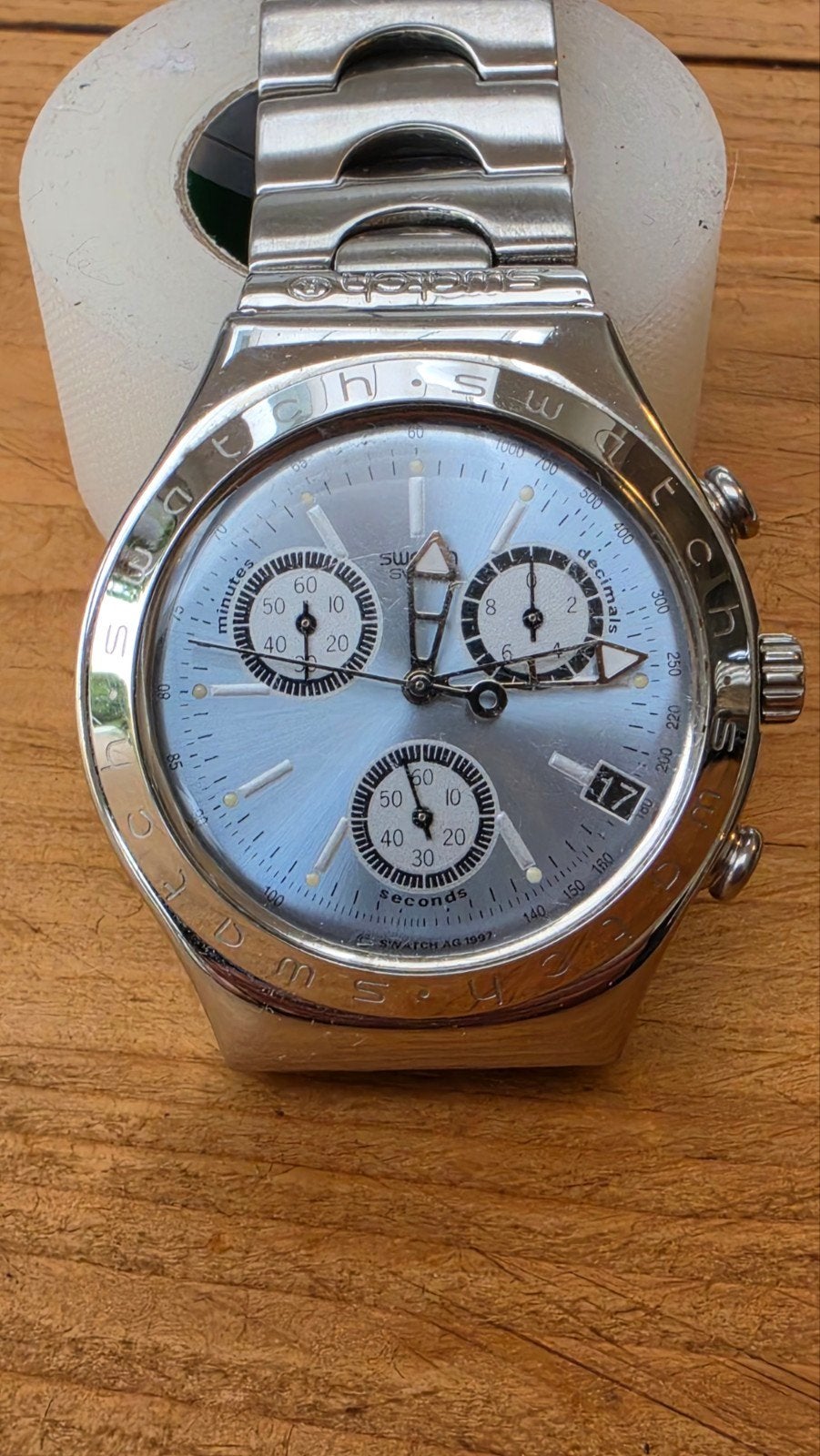 swatch Irony chrono "wheeling", Montre-bracelet, Enlèvement ou Envoi, Swatch, Acier