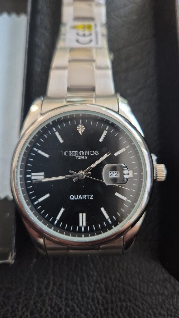 Nieuwe heel mooi Horloge “Chronos” Time – Quartz ==>, Handtassen en Accessoires, Horloges | Heren, Staal, Staal, Polshorloge, Nieuw