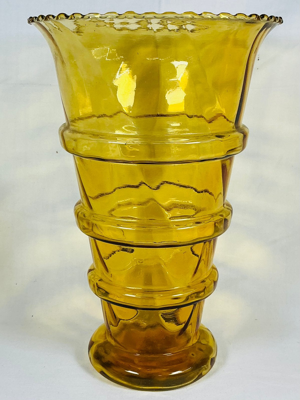 DOYEN Antiek Art Deco design amber glazen vaas, Antiek en Kunst, Ophalen of Verzenden