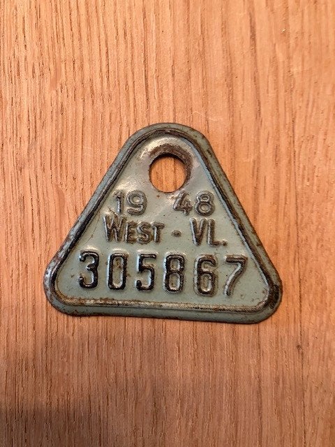 Fietsplaat / Plaque de velo West VL 1948, Envoi