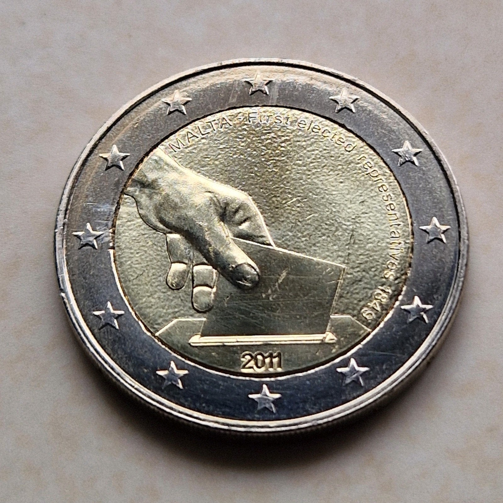 2011 Malta , 2 Euro Commemorative Coin, Postzegels en Munten, Ophalen of Verzenden, Malta, 2 euro