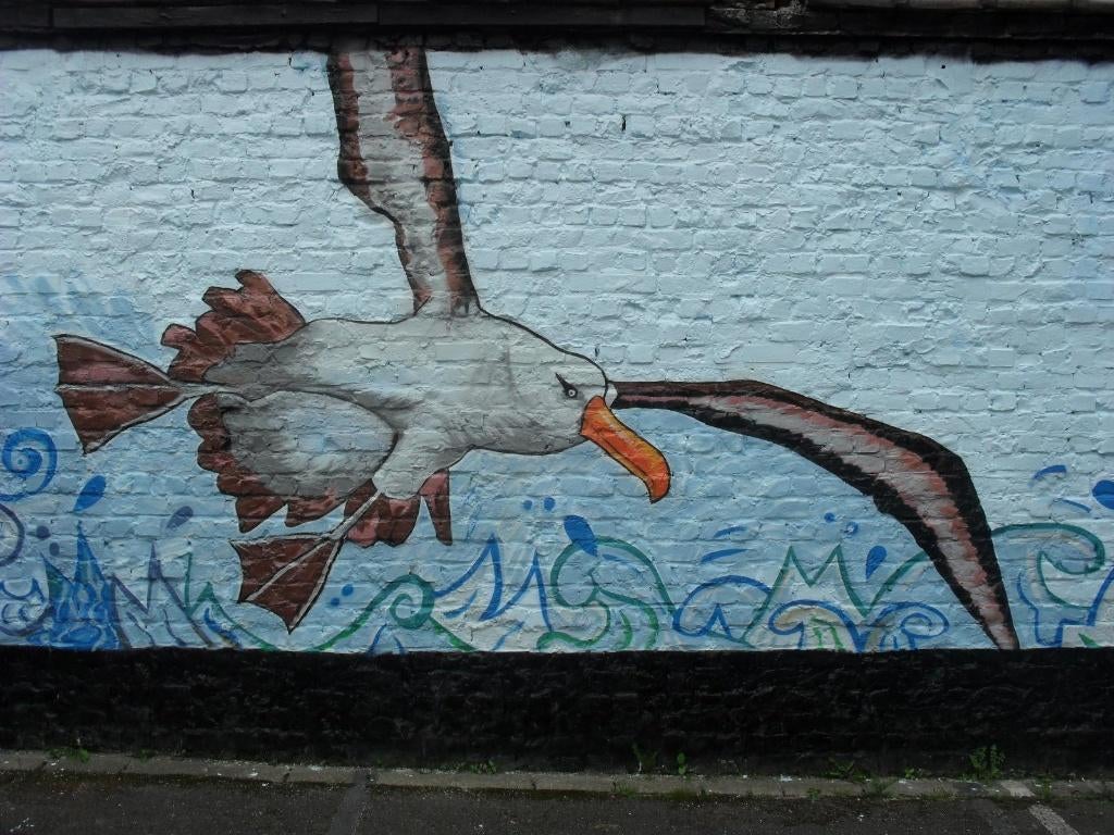 Heb je saaie tuinmuren,graffiti stijl, Ophalen, Zo goed als nieuw