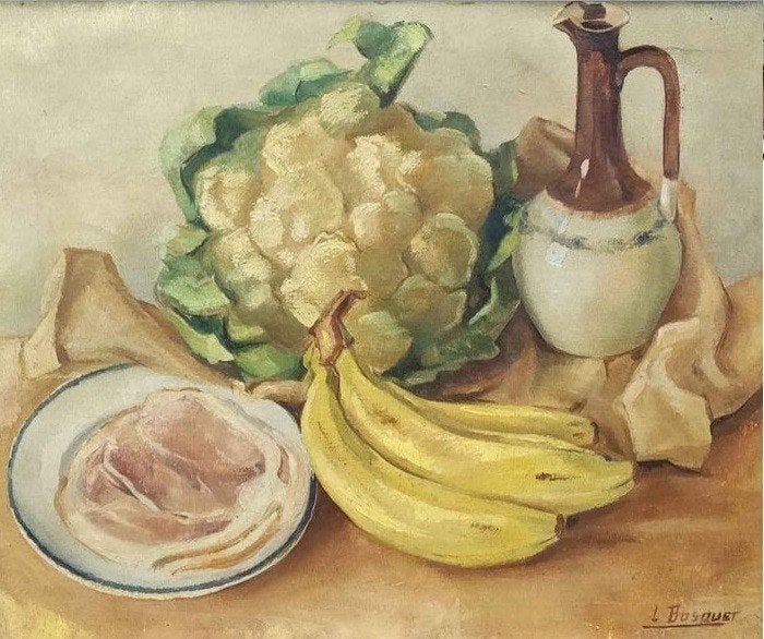huile sur toile nature morte signe lucienne bosquet, Antiquités & Art, Enlèvement ou Envoi, Nature morte, Toile