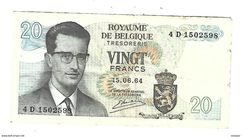 Belguim 20 francs 1964 esselen 138b, Postzegels en Munten, Ophalen of Verzenden, Los biljet