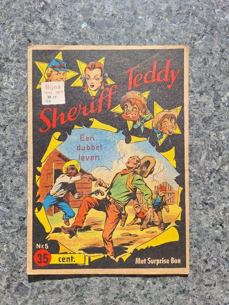 Dami Lehning Sheriff Teddy 5 - Een dubbel leven (1955), Eén stripboek, Ophalen of Verzenden, Gelezen