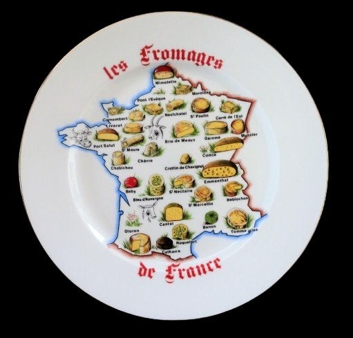 Serveerschaal Limoges Ø 30,5 cm. Les fromages de France, Overige merken, Vintage, Ophalen of Verzenden, Porselein