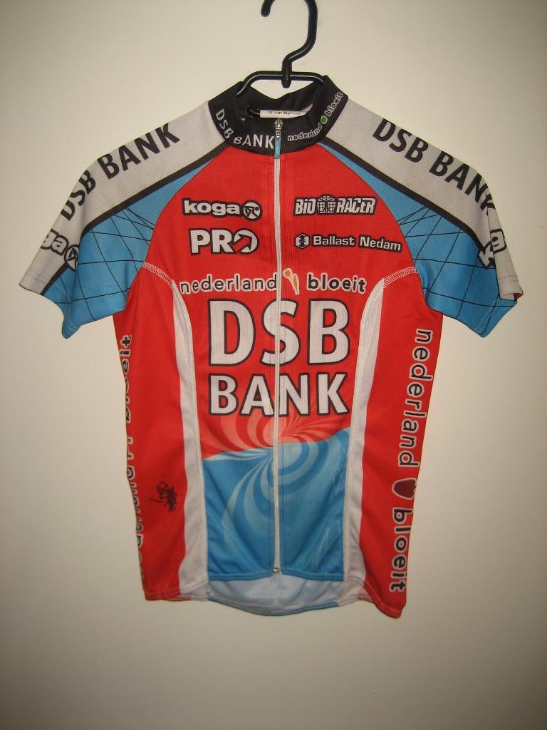 DSB bank team wielershirt gedragen en gesigneerd maat S, S, Vêtements d'extérieur, Enlèvement ou Envoi, Femmes