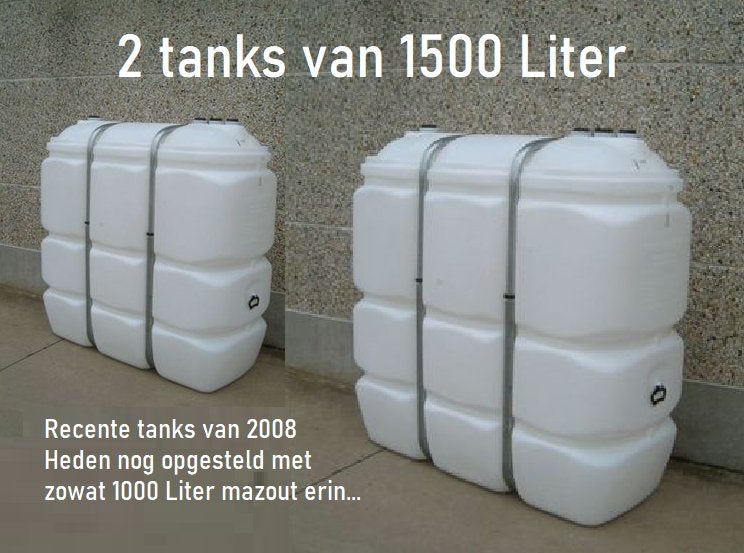 mazouttank - stookolietank - 2 x 1500 L + 2200 Liter Mazout, Ophalen, Gebruikt, 80 cm of meer