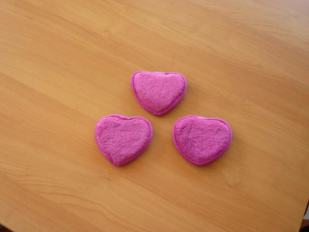3 fuchsia donkerroze paars Reusable makeup remover pads Hart, Ophalen of Verzenden, Paars