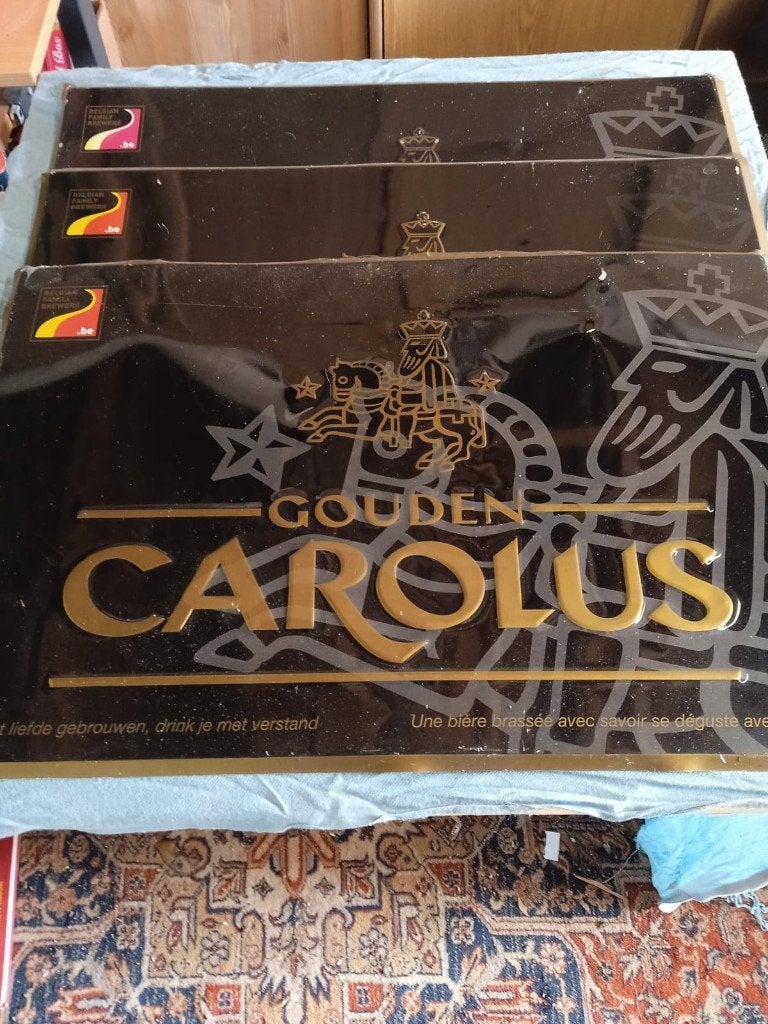 Reklame bord "Gouden Carolus", Verzamelen, Ophalen, Gebruikt