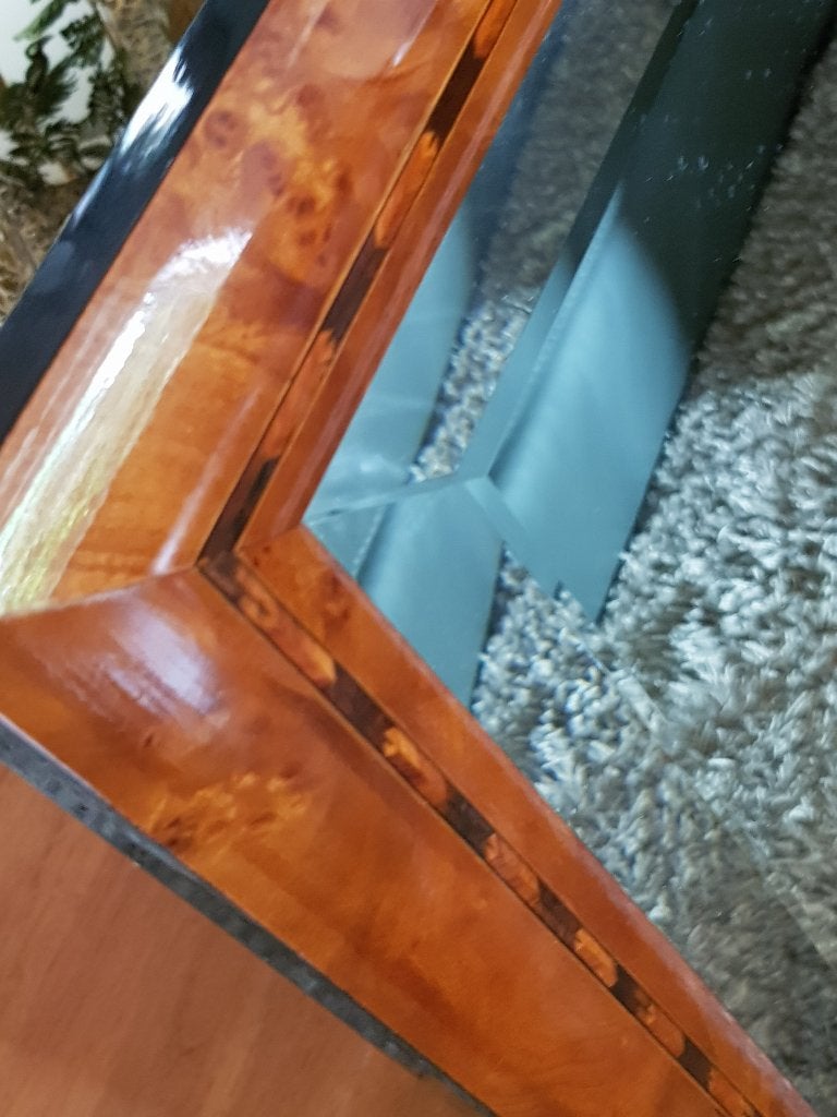 Luxe spiegel met wortelfineer lijst - 85 x 74 cm, Ophalen, Zo goed als nieuw, 50 tot 75 cm