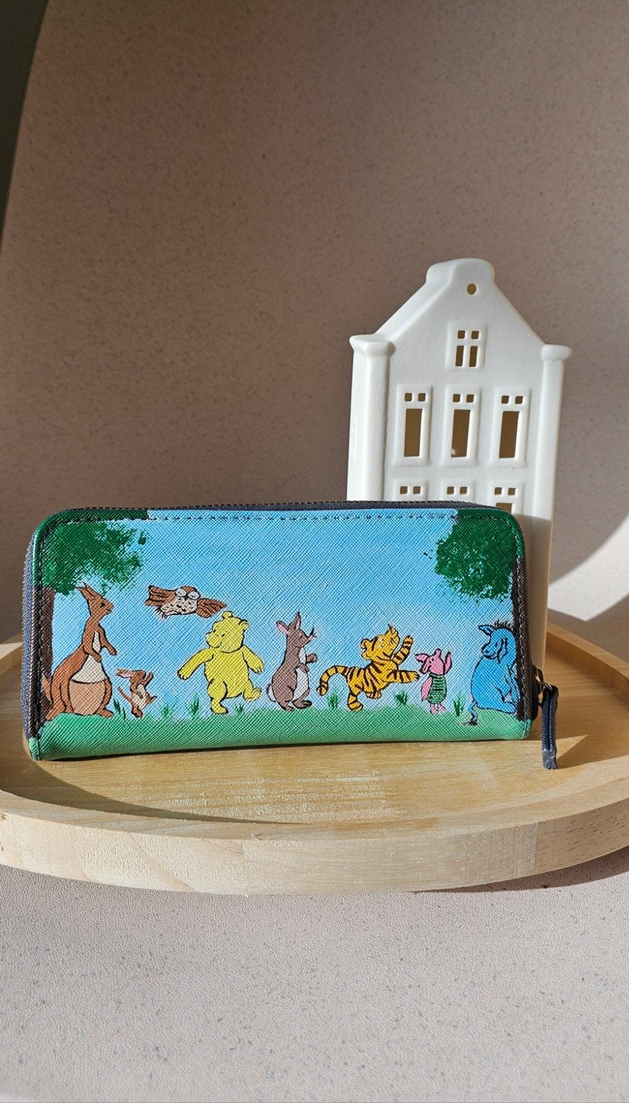 Unieke handgeschilderde Winnie the Pooh portemonnee – 100 ja, Ophalen, Winnie de Poeh of vrienden
