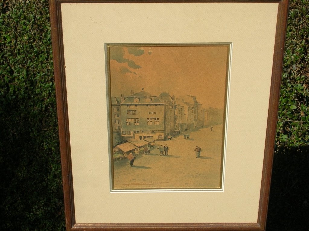 GESIGNEERD JOSEPH VREULS EEN AQUAREL OP KURK, Ophalen of Verzenden, Gesigneerd, Aquarel