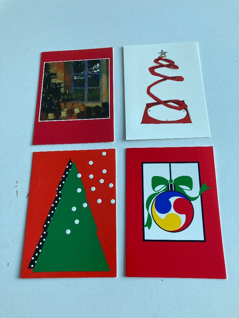 4 cartes de Noël vintage avec sapin de Noël UNICEF, Enlèvement ou Envoi, Comme neuf