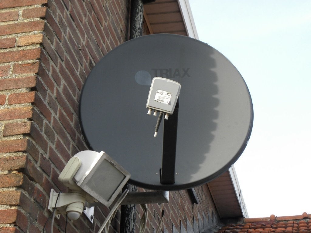 2 x schotel ant + toebehoren beugel-koppen ontvanger, Enlèvement, Utilisé, Antenne