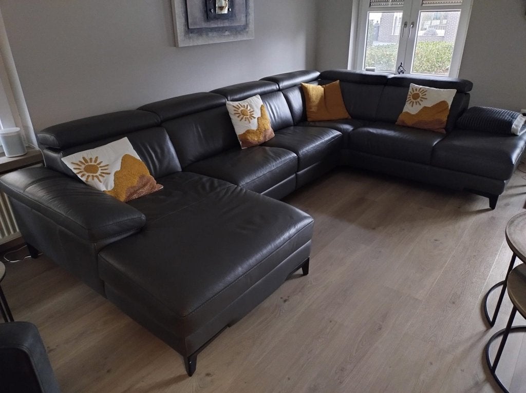 Lederen salon/zithoek, 150 cm ou plus, Quatre personnes ou plus, Comme neuf, Enlèvement