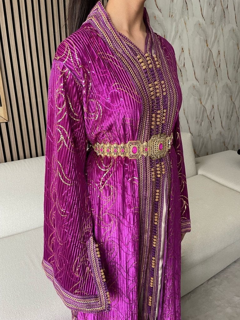 Paarse roze Caftan kaftan, Kleding | Dames, Ophalen of Verzenden, Zo goed als nieuw, Maat 46/48 (XL) of groter, Paars