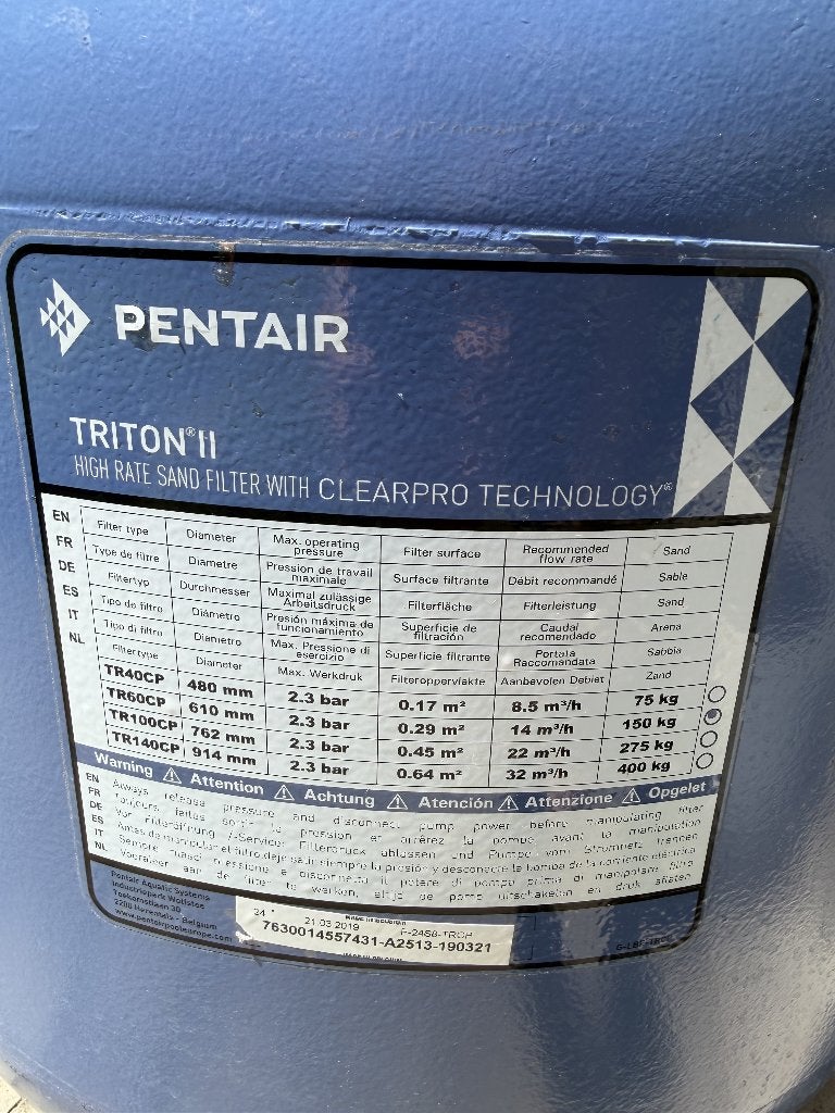 Pentair Triton II side mount zandfilter 14m³, Enlèvement ou Envoi, Comme neuf, Filtre