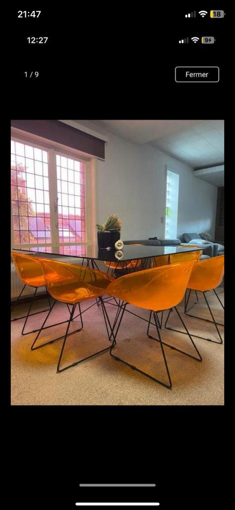 Glazen tafel met stoelen, merk Pedrali, Ophalen, Gebruikt
