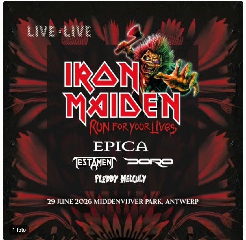 2x tickets Live is Live - Iron Maiden - 29/06/2026 ANTWERPEN, Tickets en Kaartjes, Twee personen