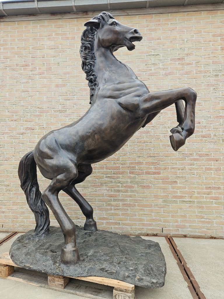 BRONZEN STEGEREND PAAR 2,25 M HOOG AAN ZEER LAGE PRIJS !!!, Enlèvement ou Envoi, Comme neuf, Autres matériaux, Animal