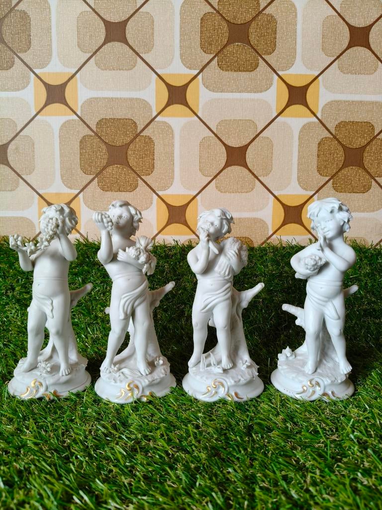 Ensemble de 4 Putti au look antique en porcelaine détaillée, Enlèvement, Utilisé