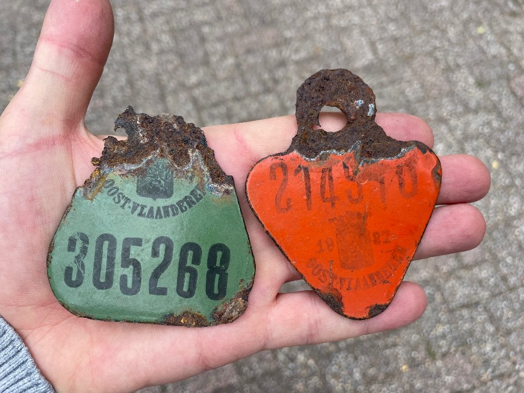 2 antieke emaille fietsplaten jaren 20, Antiek en Kunst, Antiek | Email, Ophalen of Verzenden