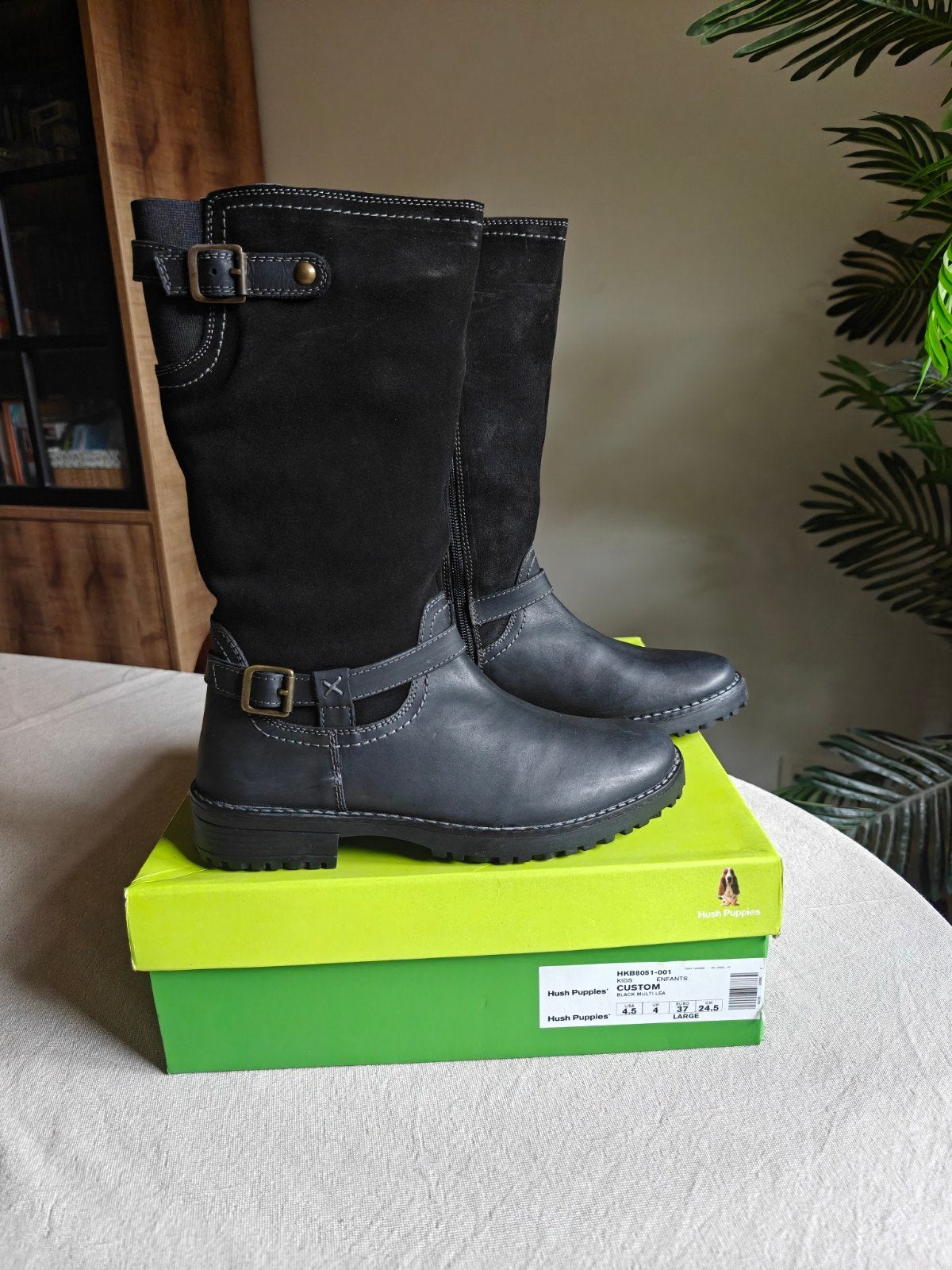 Hush Puppies leren laarzen zwart – maat 37 kids, Enlèvement ou Envoi, Neuf, Fille, Bottes