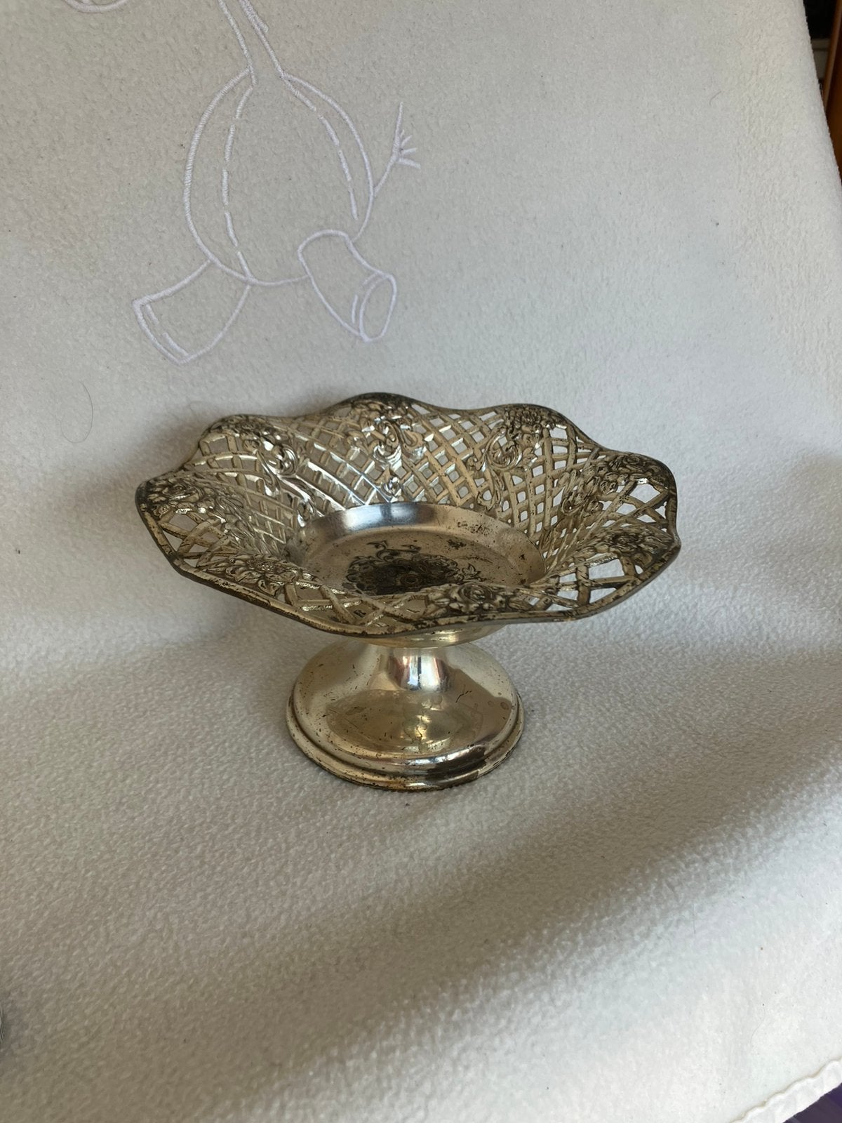Corbeille bonbonnière ou à fruits en métal argenté, Vintage, Enlèvement ou Envoi, Argent