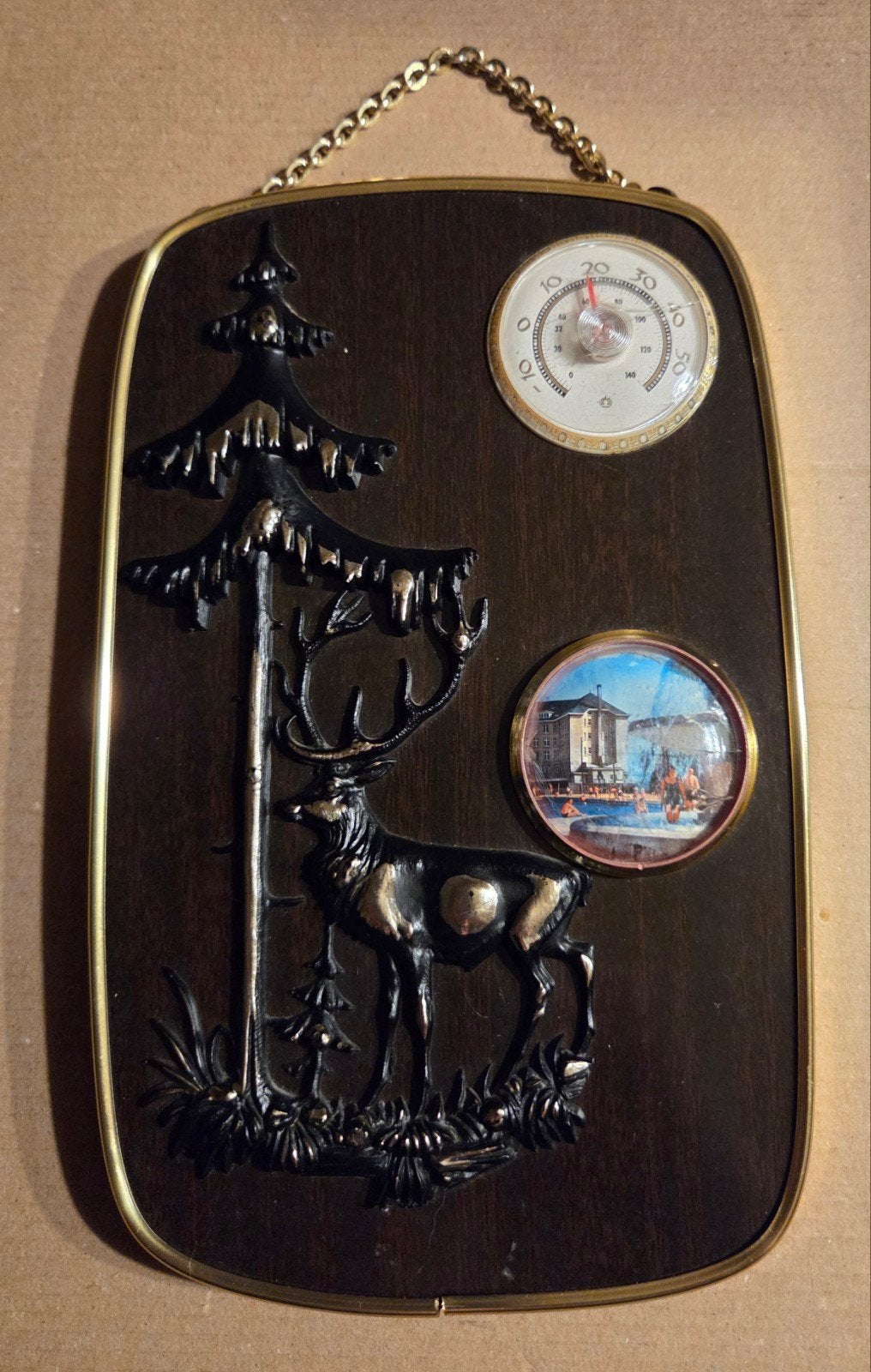 Vintage wandplaquette met reliëfdecoratie, Ophalen of Verzenden, Hout, Vintage