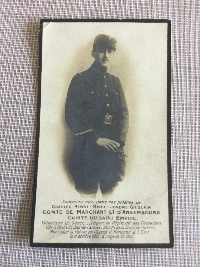ADEL Soldaat Graaf du St.Empire gesneuveld a/d Yzer 1915, Verzenden, Bidprentje