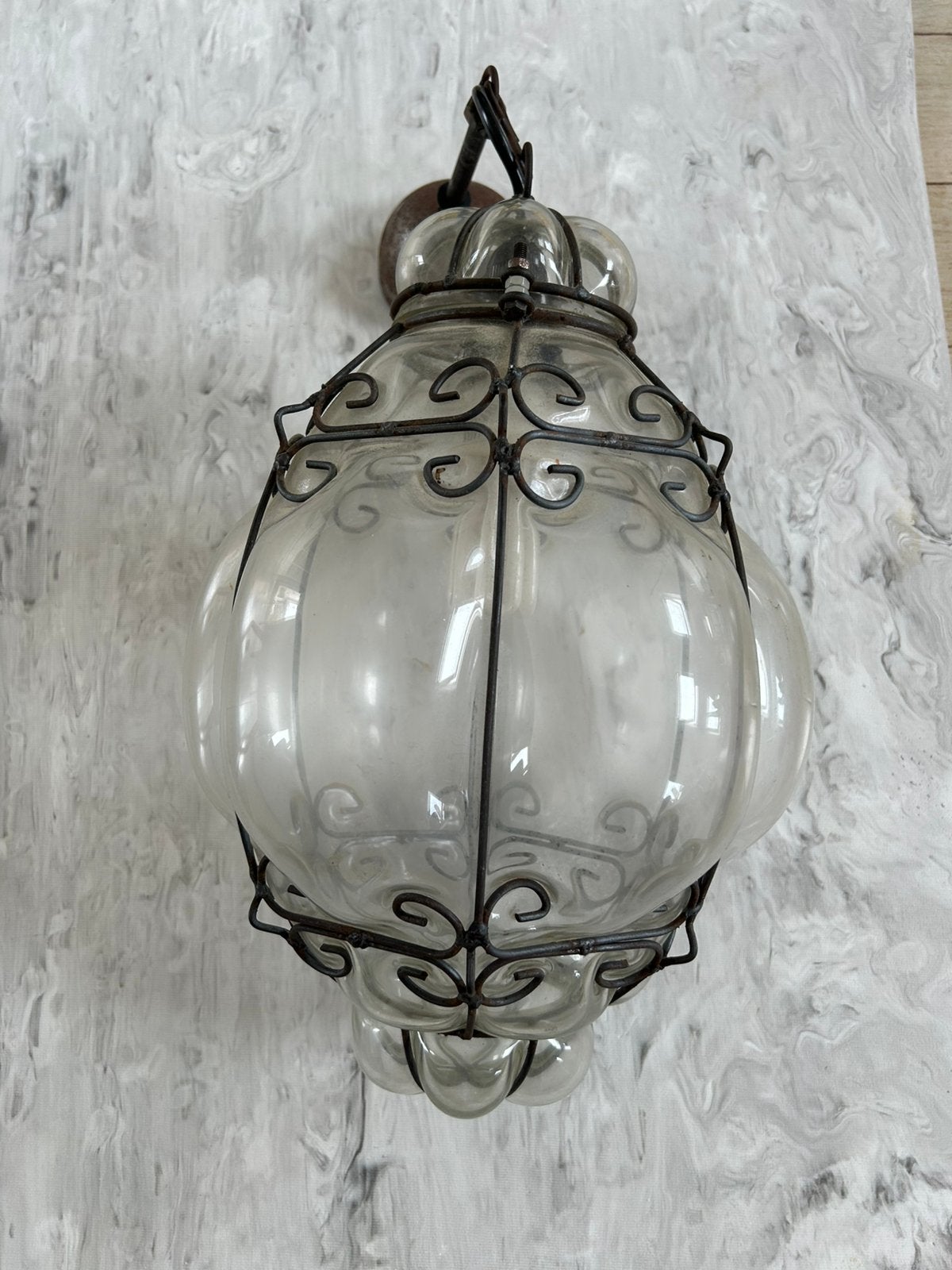 Grote vintage Murano kooilamp – Mondgeblazen glas – 40 cm, Antiek en Kunst, Ophalen