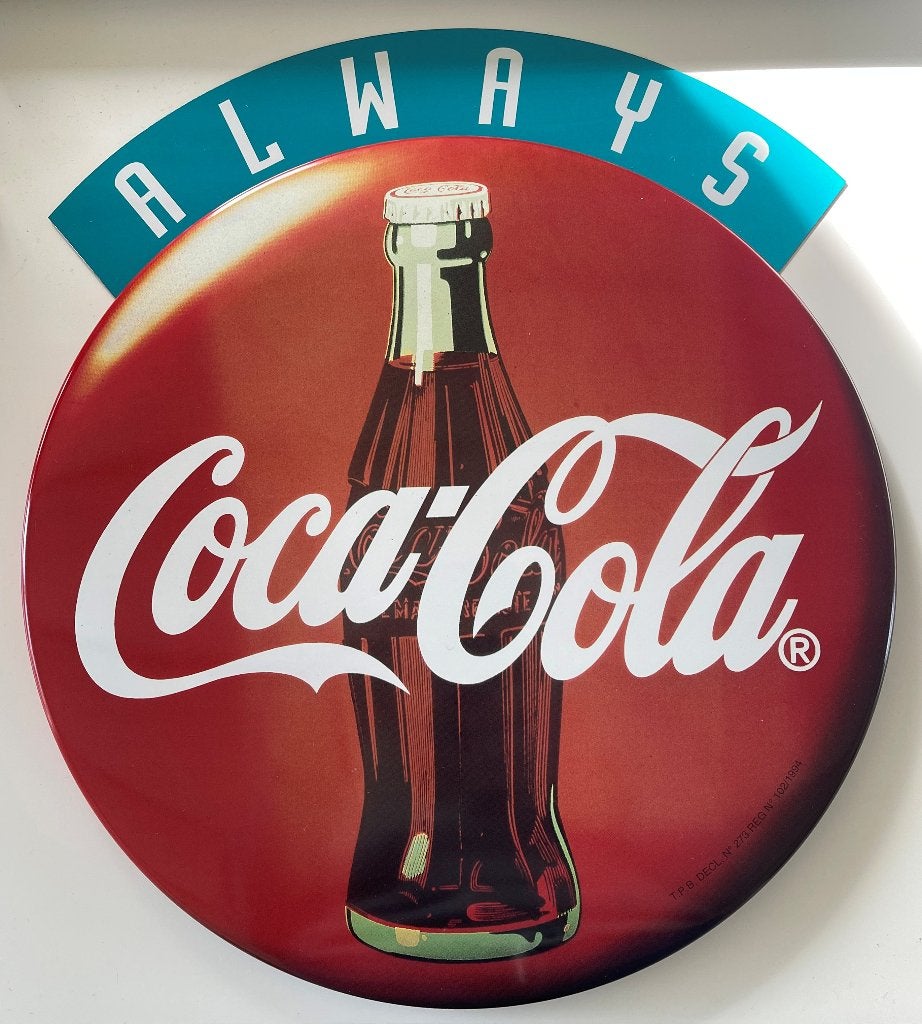 Enseigne publicitaire Coca-Cola vintage 1994, Collections, Enlèvement ou Envoi, Neuf, Panneau publicitaire
