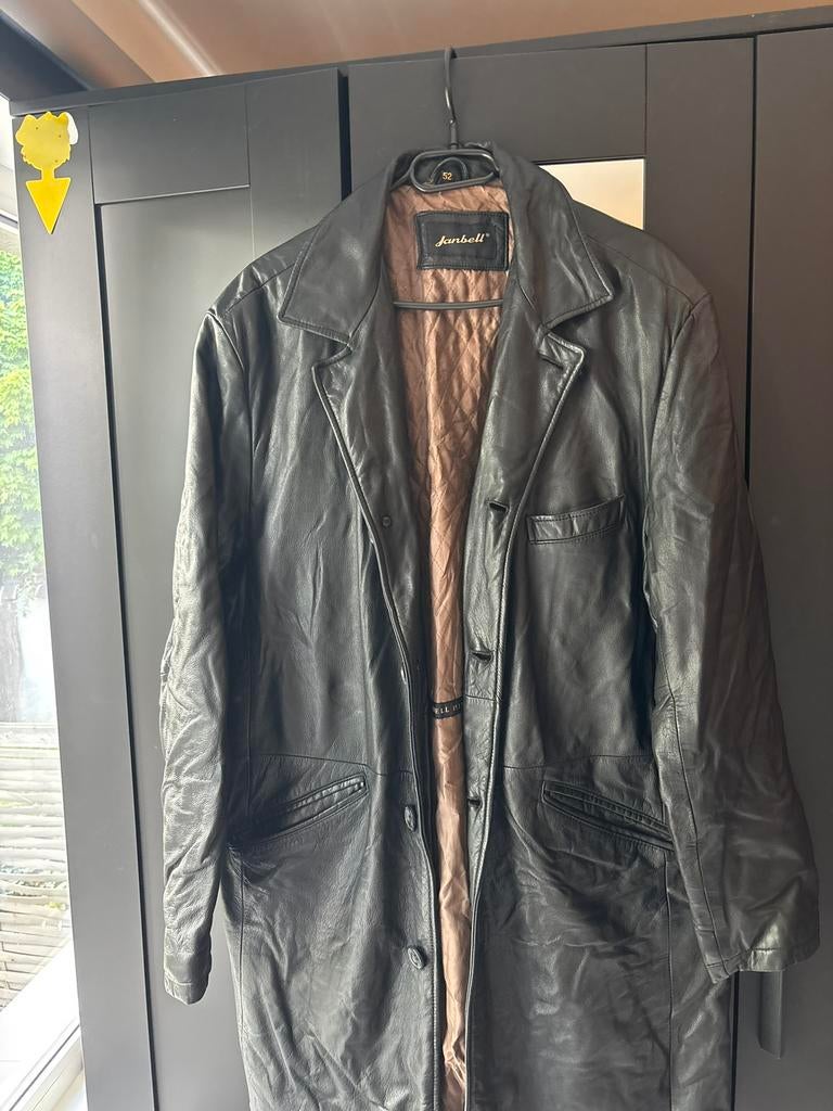 Janbell Zwaarte leren jas/black letter jacket, Enlèvement ou Envoi, Comme neuf