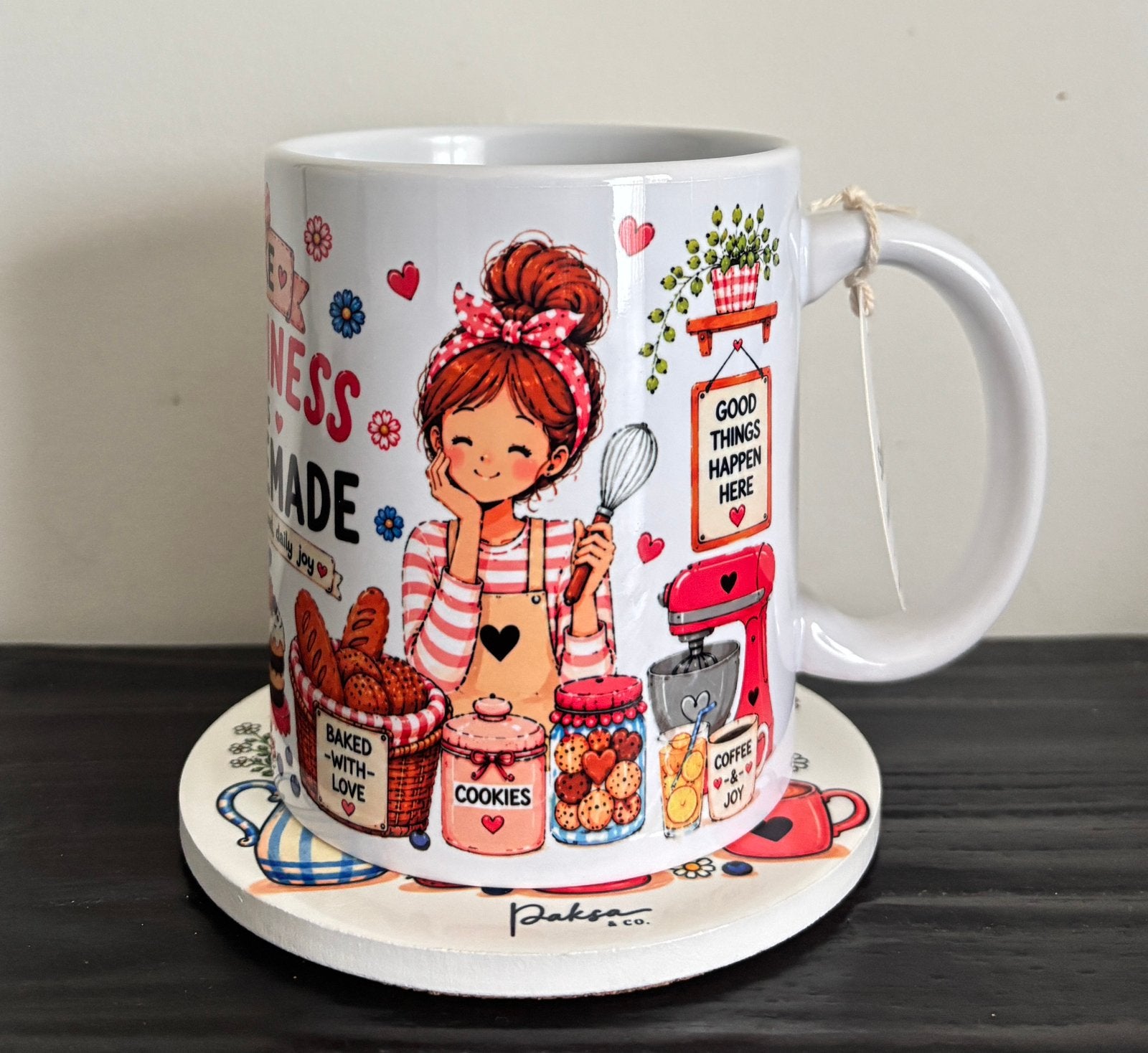 Tasse à café en céramique de 330 ml avec sous-verre, Neuf, Mug, Céramique, Envoi