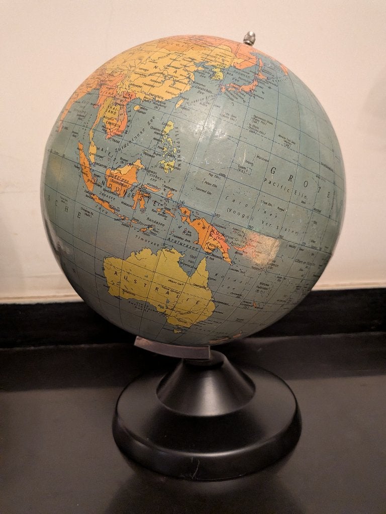 Vintage wereldbol, globe, DDR, Oost-Duitsland, 1973, Antiek en Kunst, Ophalen of Verzenden
