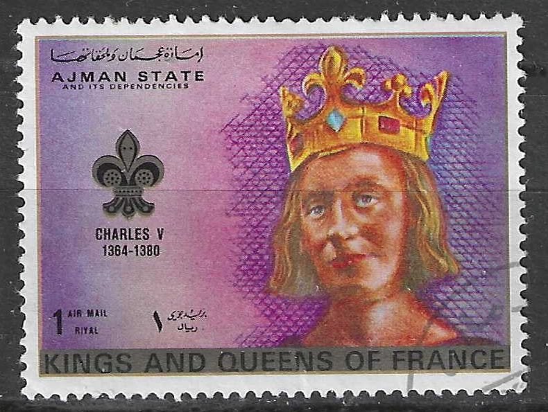 Ajman 1972 - Michel 1470PA - Karel V van Frankrijk (ST), Postzegels en Munten, Verzenden, Gestempeld